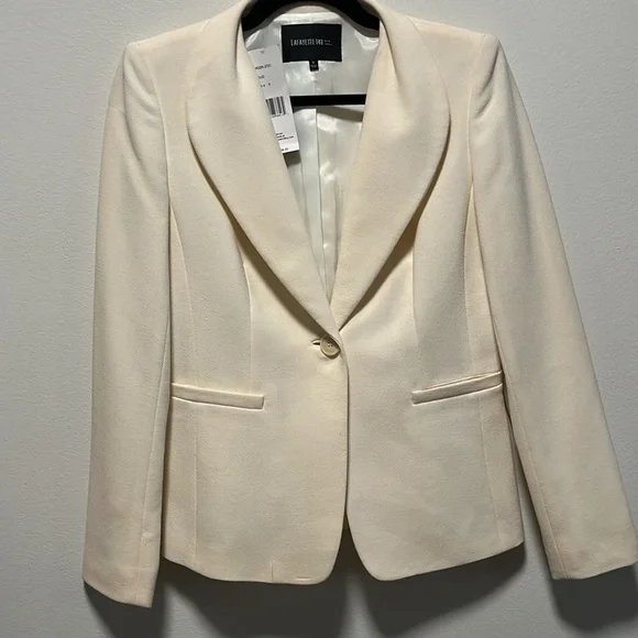 LAFAYETTE 148 NEW YORK (NWT) 100% Virgin Wool Cream Tailored Blazer, Size 0 - Picture 2 of 11